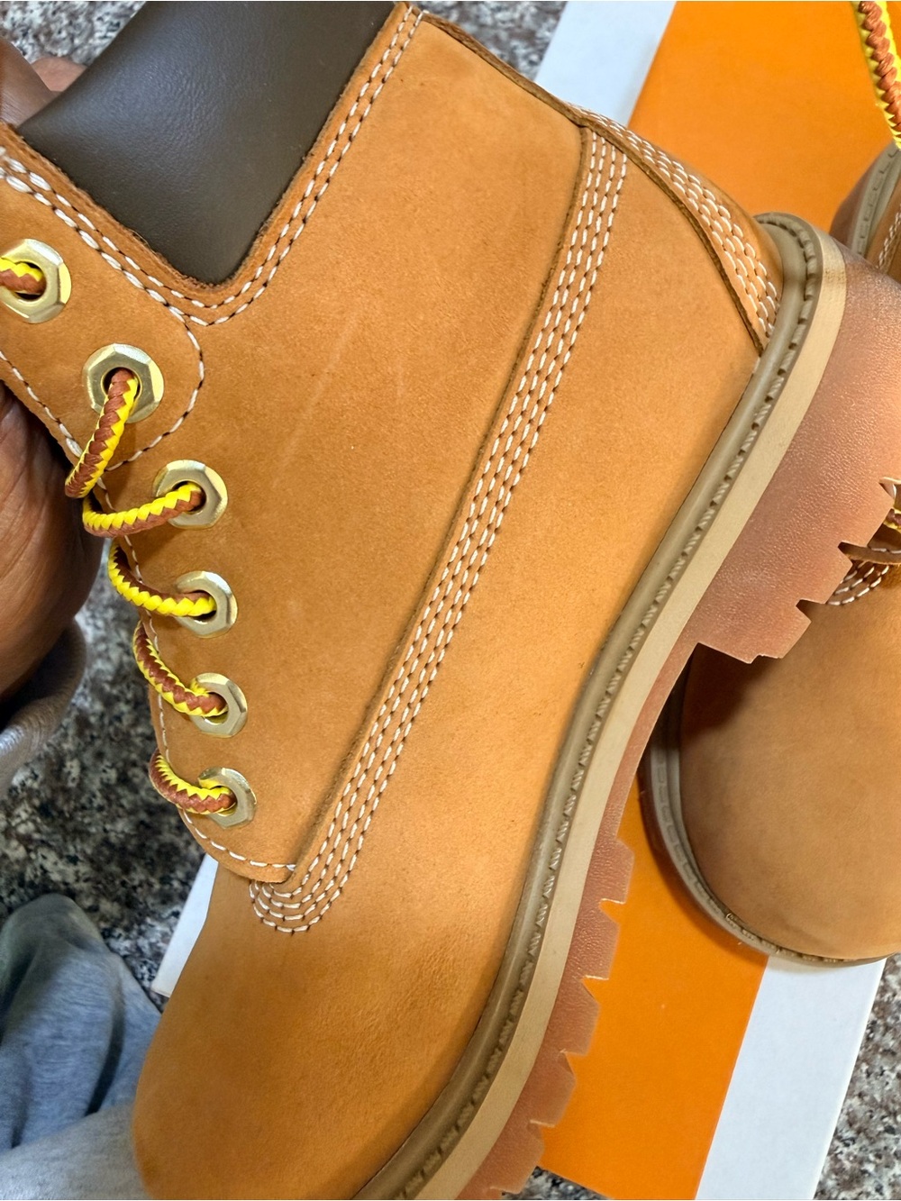 Timberland Kids Premium 6 IN Lace Waterproof Wheat Boots - Picture 6 of 10